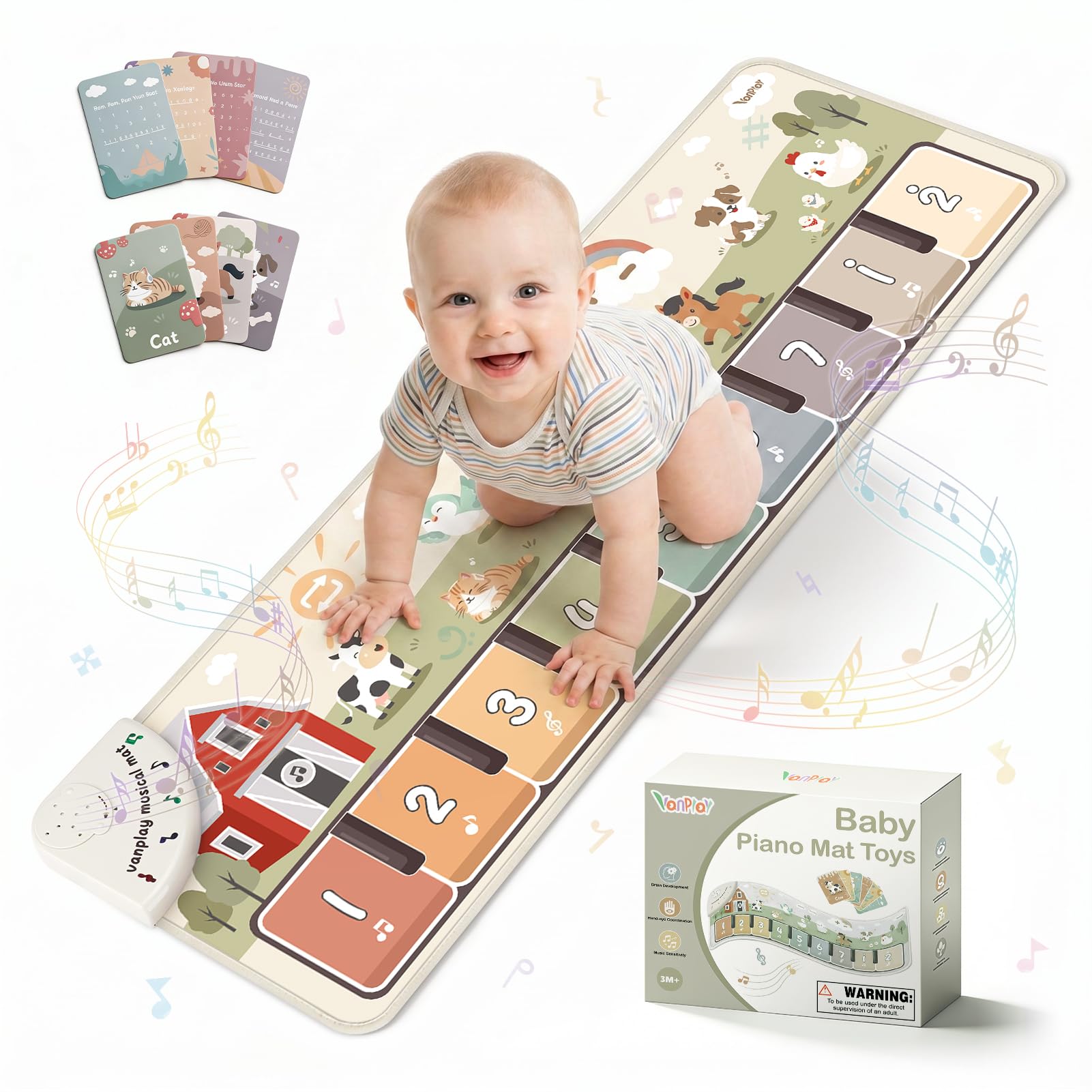 Baby Toys Musical Play Mat Toys for 1 2 3 Year Old Boys Girls, Piano Mat with 9 