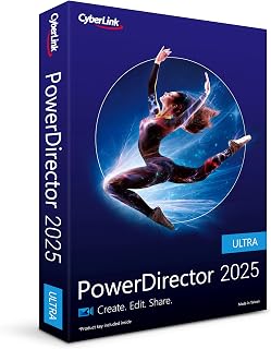 CyberLink PowerDirector 2025 Ultra | Easy AI Video Editing | Easy-to-Use Video Editing Software for Windows With Visual Effects | Slideshow Maker | Screen Recorder | Box with Download Code