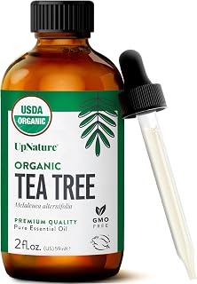 UpNature Tea Tree Oil - Organic Essential Oil for Skin Hair Toenail (2oz) | USDA Organic Tea Tree Essential Oil for Scalp, Body, Face & Nails Care