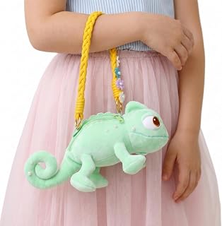Giozakos Lizard Plush Toy and Shoulder Handbag - Chameleon Shape Fluffy Plush Detachable Strap Multi-Functional Storage, 9.5 Inch Cute Fashion Accessory for Theme Parks and Daily Outings