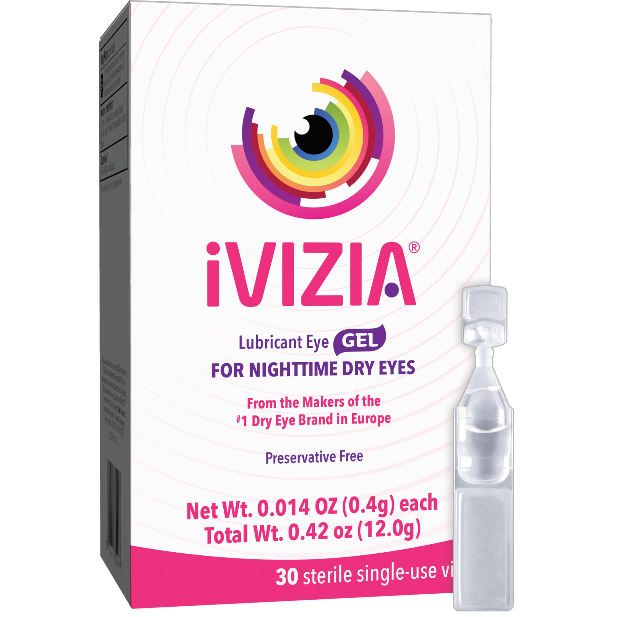 iVIZIA Lubricant Eye Gel for Nighttime Dry Eyes, Preservative-Free, 30ct | Moist