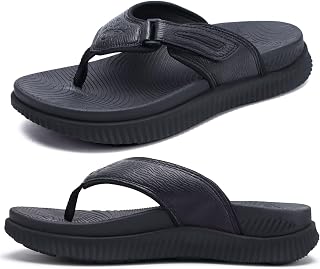 KuaiLu Mens Orthotic Cushion Flip Flops Athletic Recovery Walking Sandals