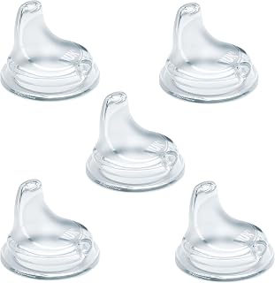 NUK Replacement Silicone Spout for Select NUK Cups, Spill-Proof, Soft Spout, Dishwasher-Safe, BPA-Free, Clear, Pack of 5