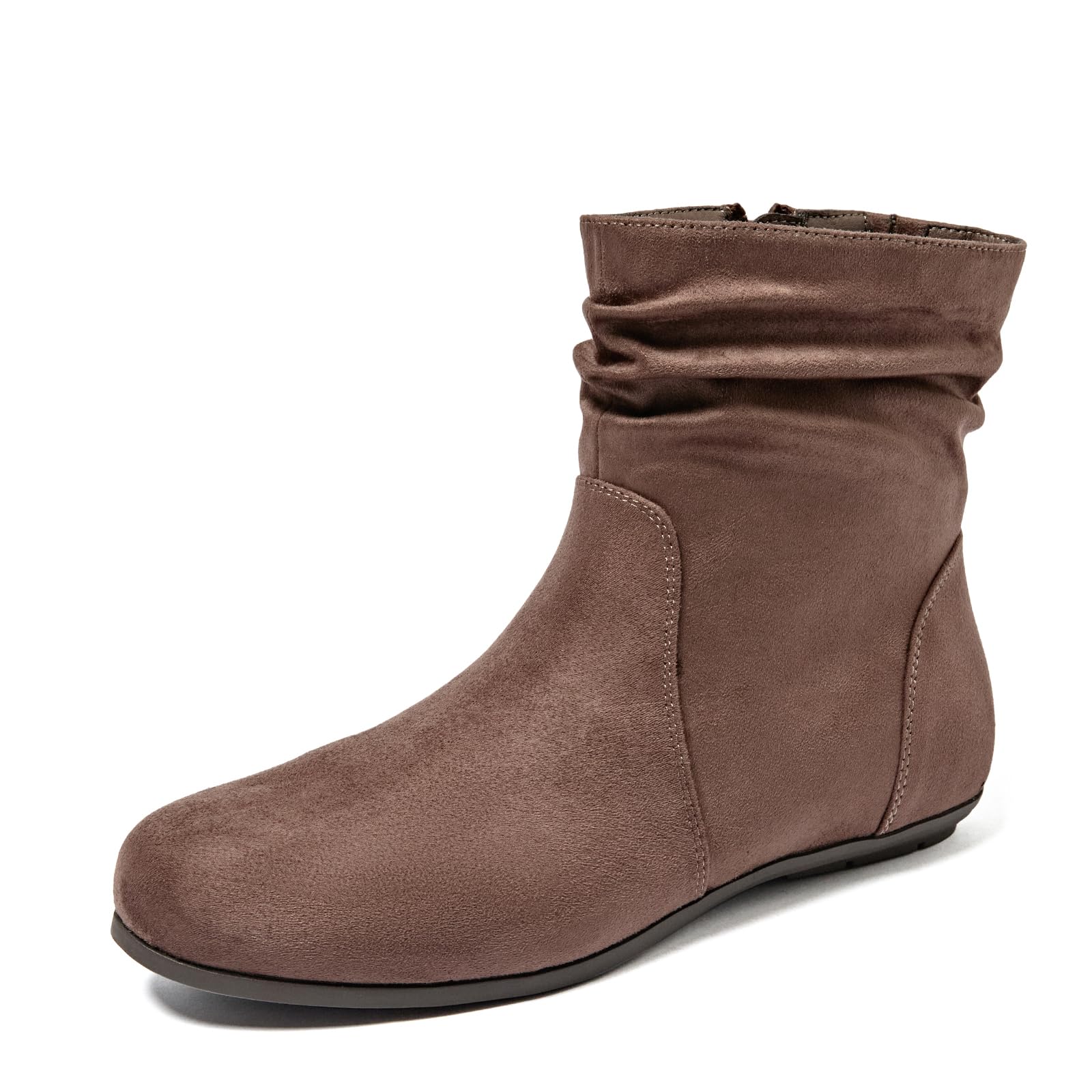 Luoika Bottines d'hiver classiques à talon plat pour femme., Suède camel, 37.5 E