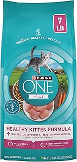 Purina ONE High Protein Natural Kitten Dry Cat Food, 7 lb Bag | Made with real chicken to support growing muscles, DHA for kitten brain development and antioxidants for immunity