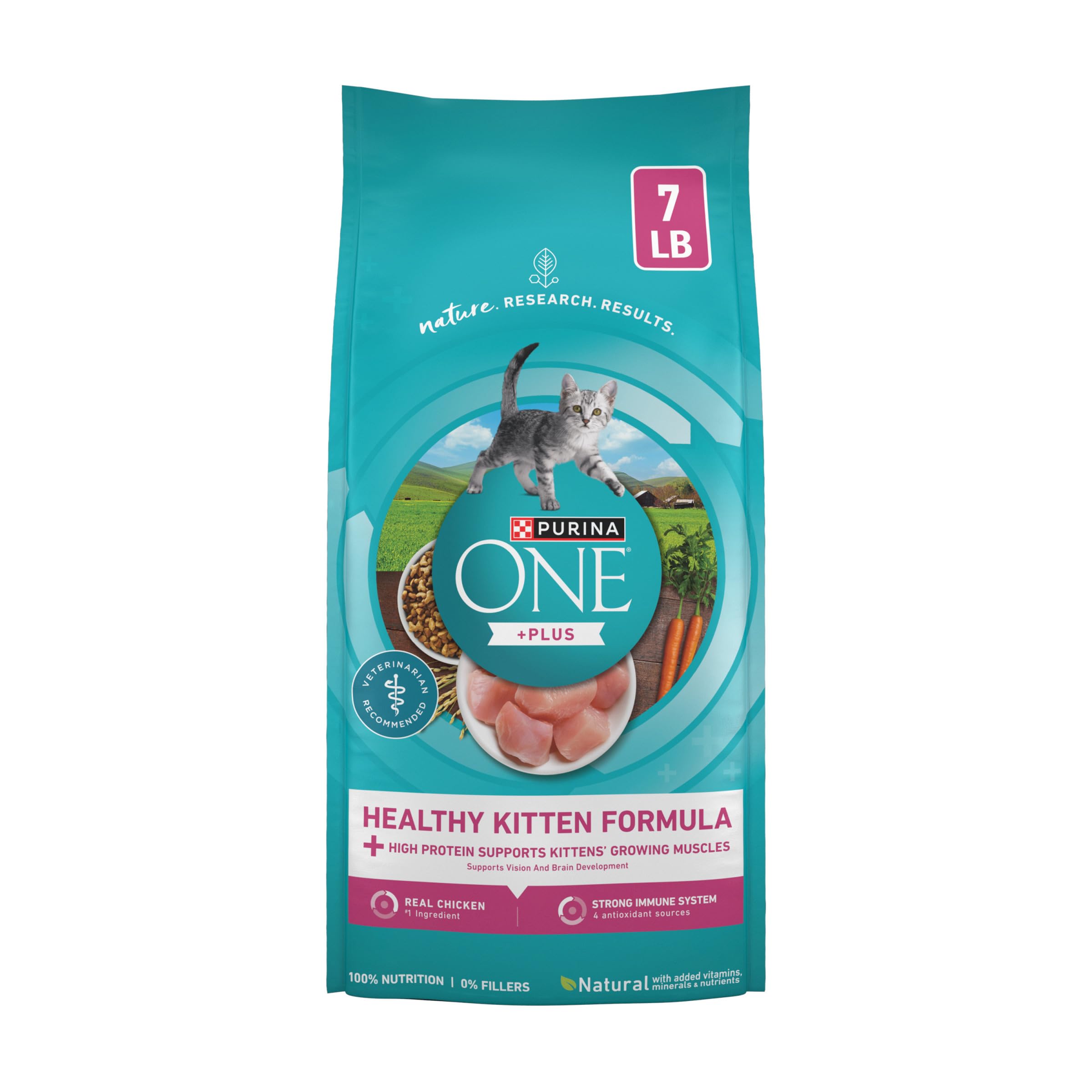 Purina ONE High Protein Natural Kitten Dry Cat Food, 7 lb Bag | Made with real c