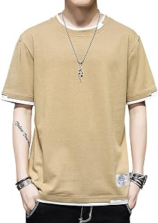 Men's Short Sleeve T-Shirt Summer Harajuku Streetwear Lightweight Patchwork T-Shirt Casual Sporty