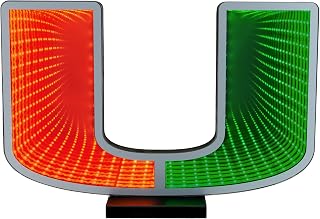 Sporticulture NCAA Team Miami Hurricanes LED Infinity Logo Light - 3D Light Effect, Acrylic Display with UL Plug and Stand
