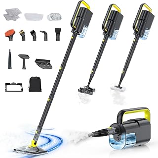 Steam Cleaner, 10-in-1 Detachable Handheld Steam Mop for Multi-Surface | 350ml Tank,10s Heat-Up,248°F Steam Cleaner,2-Level Control,Swivel Head for Carpet,Floor,Tiles,BBQ grill,Car Accessories