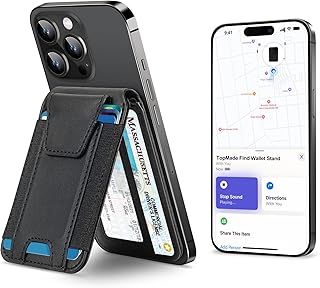 for MagSafe Wallet Works with Apple Find My, Strongest Magnetic Wallet | 9 Cards Holder, Adjustable Stand, RFID Blocking, Leather Magnetic card holder for iPhone 18/17/16/15/14/13/12 Series, Black