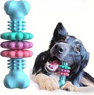 Durable Chew Bone for Aggressive Chewers, Geometric Thermoplastic Rubber Dog Toy for Dental Health and Boredom Relief for Medium Dogs
