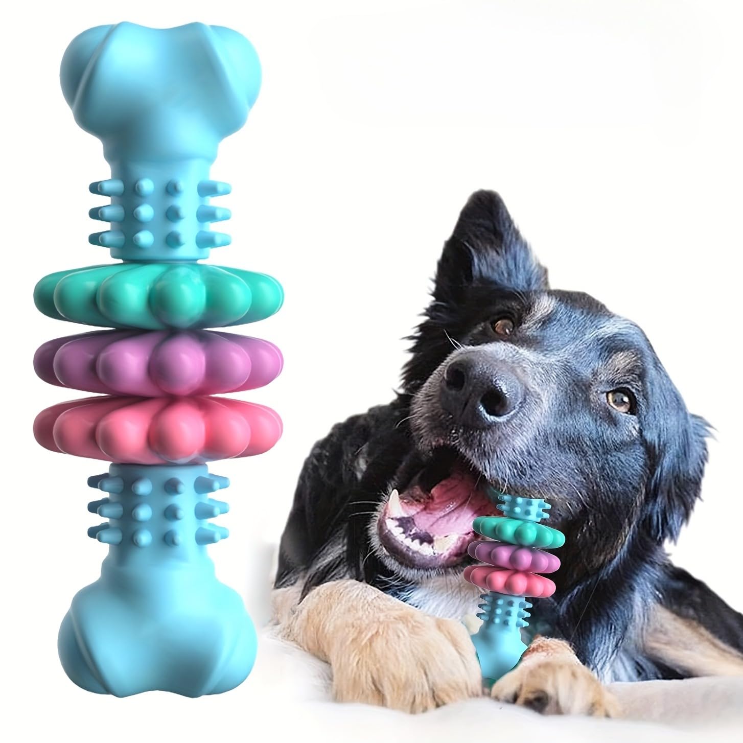 Durable Chew Bone for Aggressive Chewers, Geometric Thermoplastic Rubber Dog Toy