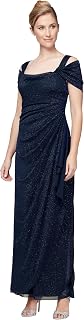 Alex Evenings Long Cold Shoulder Dress (Petite And Regular Sizes) Dress for Mother of the Bride Woman