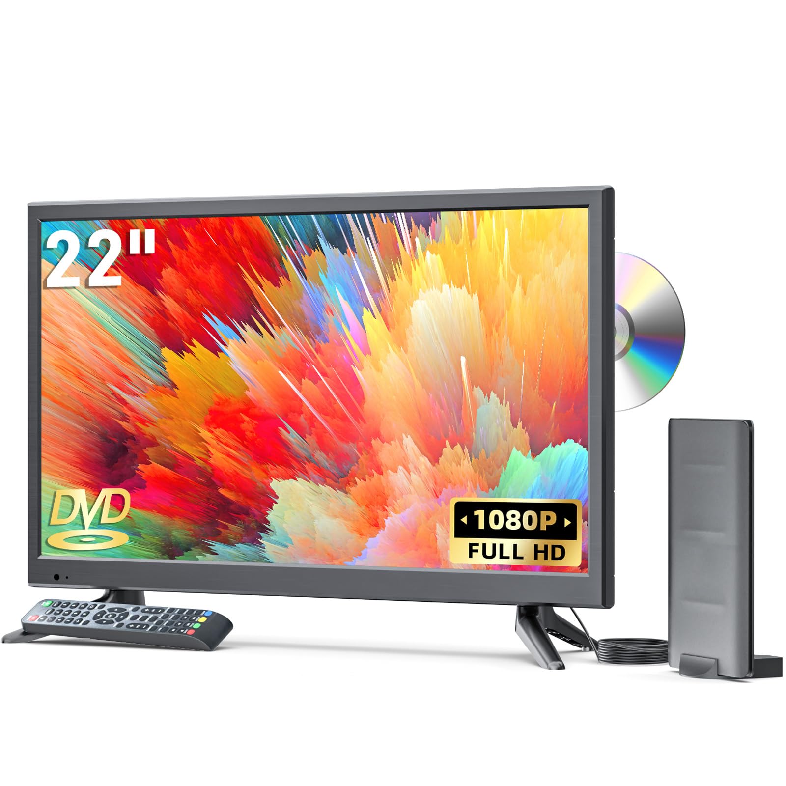 Erasiny 22 Inch TV with Built in DVD Player, TV DVD Combo with Antenna | for Kit