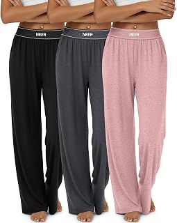 Neer 3 Pack Women's Cotton Wide Leg Sweatpants High Waist Pants