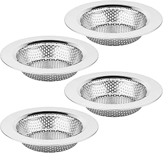 Chefbee 4PCS 4.4" Stainless Steel Kitchen Sink Drain Strainer Food Catcher | Wide Rim, Fine Mesh Filter Basket, Prevents Clogging, Catches Food Debris, Dishwasher Safe, Standard Kitchen Sink Accessories