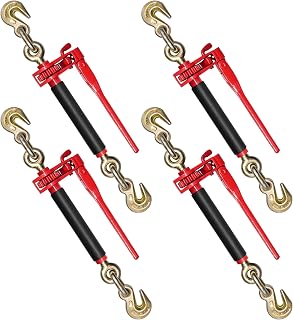 Krytonel 4 Pack 5/16" - 3/8" Heavy Duty Folding Handle Ratchet Chain | Binder Load Binder with Grab Hooks 7,100 lbs WLL | Chain Binders for Flatbed Truck Trailer Tie Down