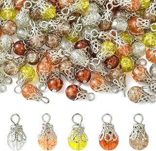 100pcs Crystal Glass Charms Mixed Styles Crystal Teardrop Dangle Pendants with Caps for DIY Earring Necklace Keychain Jewelry 16x8.5mm