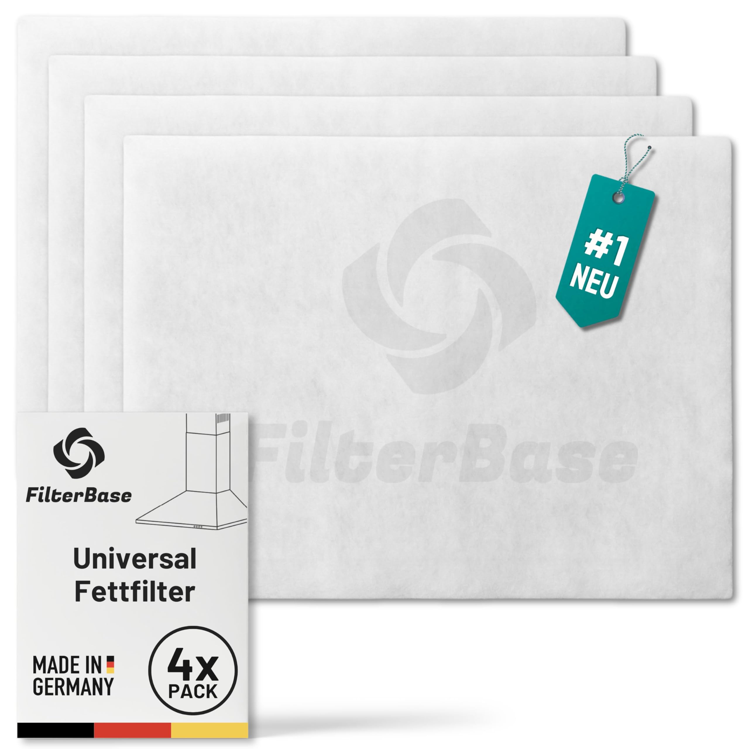 FilterBase® Universal Fettfilter Dunstabzugshaube | 4er Pack | 52x40 cm zuschnei