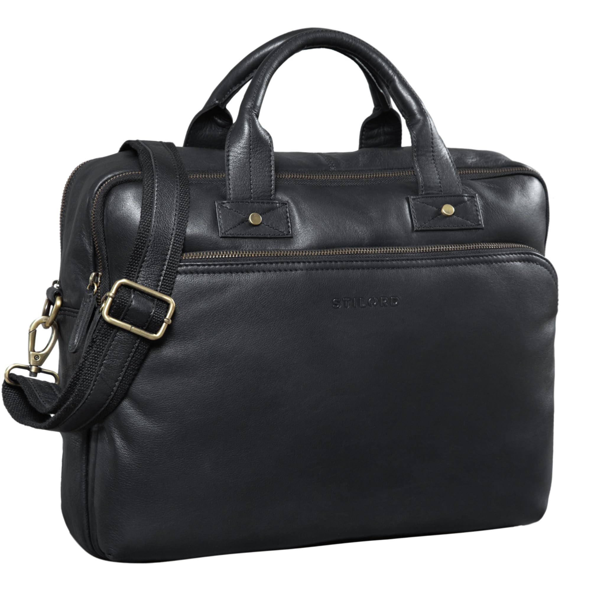 STILORD 'Hector' Large Leather Business Briefcase for Men | Vintage Shoulder Bag