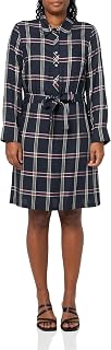 Tommy Hilfiger Women's Ashbury Plaid Tie Waist Button Front Dress
