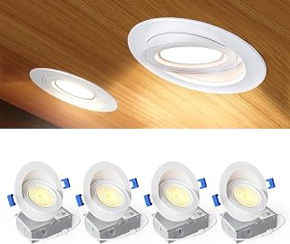 Ensenior 4 Pack 4 Inch LED Eyeball Gimbal Recessed Light, 5CCT Dimmable | 360°+90° Rotatable, 10%-100% Dimmable, 2700K-5000K Selectable, 9W 900LM, 90+CRI, 120V, 40° Beam, ETL&FCC&IC Certified