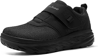 OrthoComfoot Men's Orthopedic Diabetic Extra Wide Walking Shoes, Adjustable Arch Support Slip Ons Loafers for Swollen Feet, Orthotic Plantar Fasciitis House Shoes for Foot & Heel Pain Relief