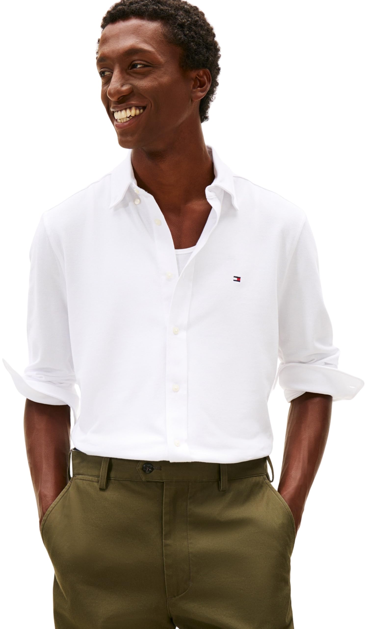 Tommy Hilfiger Knit Pique Featherweight Shirt Mw0mw41690 L/S Men's Shirt (Pack o
