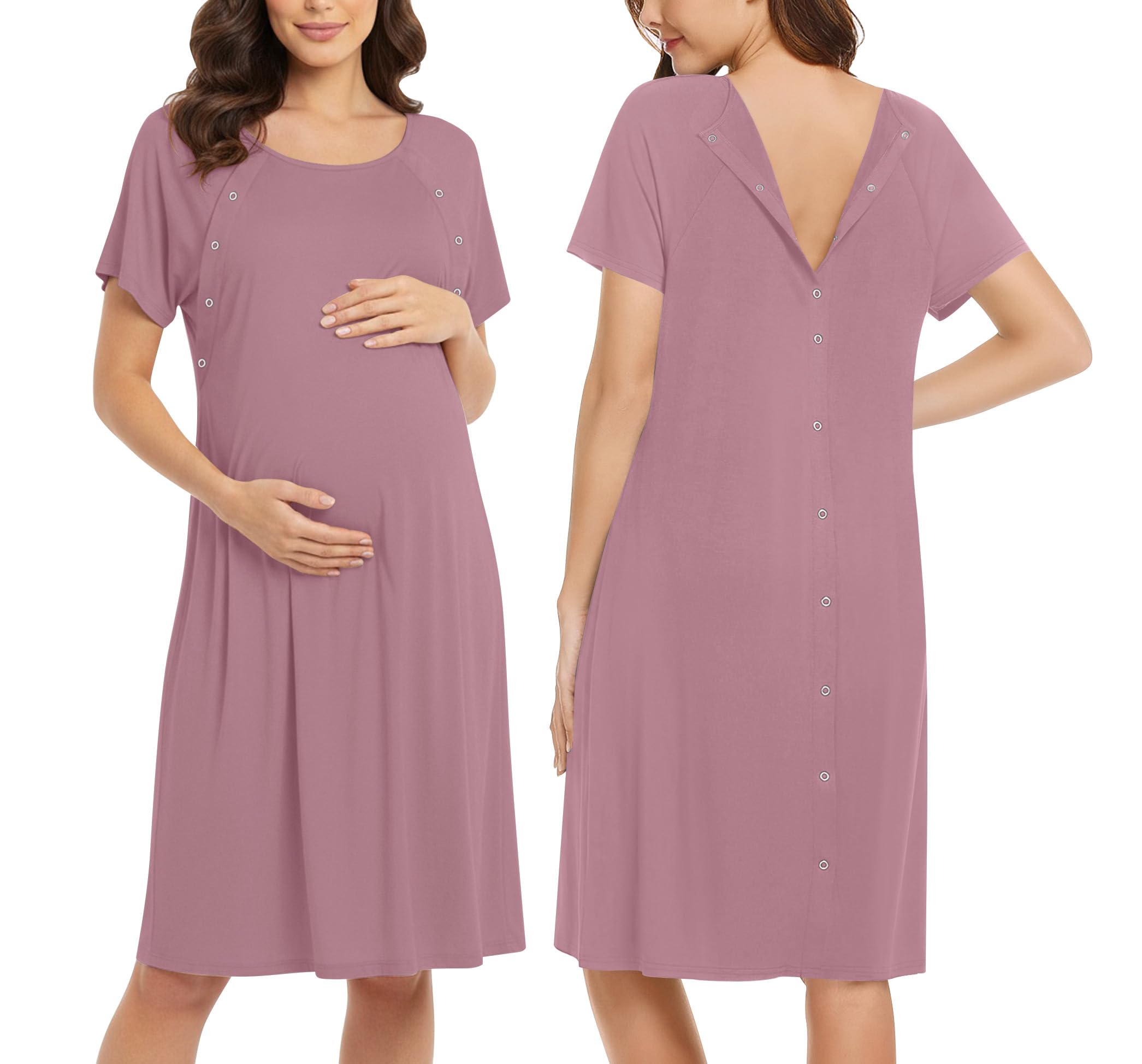 Ekouaer Women’s Nursing/Delivery/Labor/Hospital Nightdress Short Sleeve Maternit