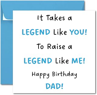Printperfect dad birthday cards, happy birthday dad legend card, funny dad cards from son or daughter (BLUE Envelope)