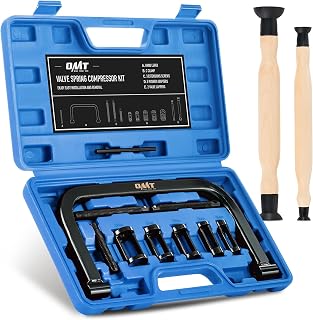 OMT Valve Spring Compressor, for Motorcycle, ATV, Car, Small Engine Vehicle | Spring Clamp Tool Kit with C Clamp, Collet Pusher Adapters, Extension Rods, and Lever, Blue