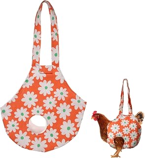 M METERXITY 1-Pack Chicken Carrying Bag, 14.76 Inch Linen Chicken Holder Sling Bag with Handle for Hens Rooster Transport/Traveling/Driving, Poultry Purse Carrier [Orange]