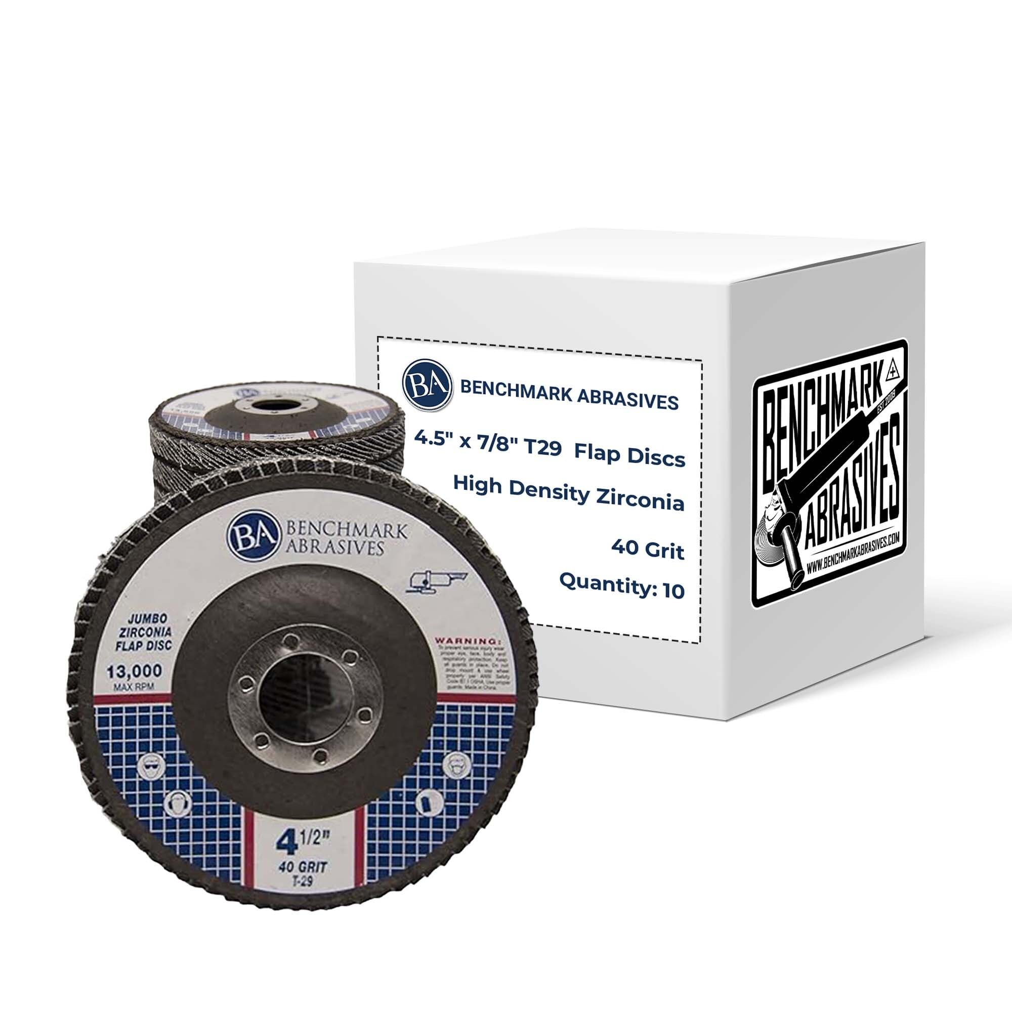 Benchmark Abrasives 4.5" x 7/8" Zirconia Type 29 Flap Discs, 40 Grit | Jumbo Hig