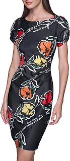 Karl Lagerfeld Paris Womens Puff Sleeve Mini Everyday Sheath DressCasual Dress