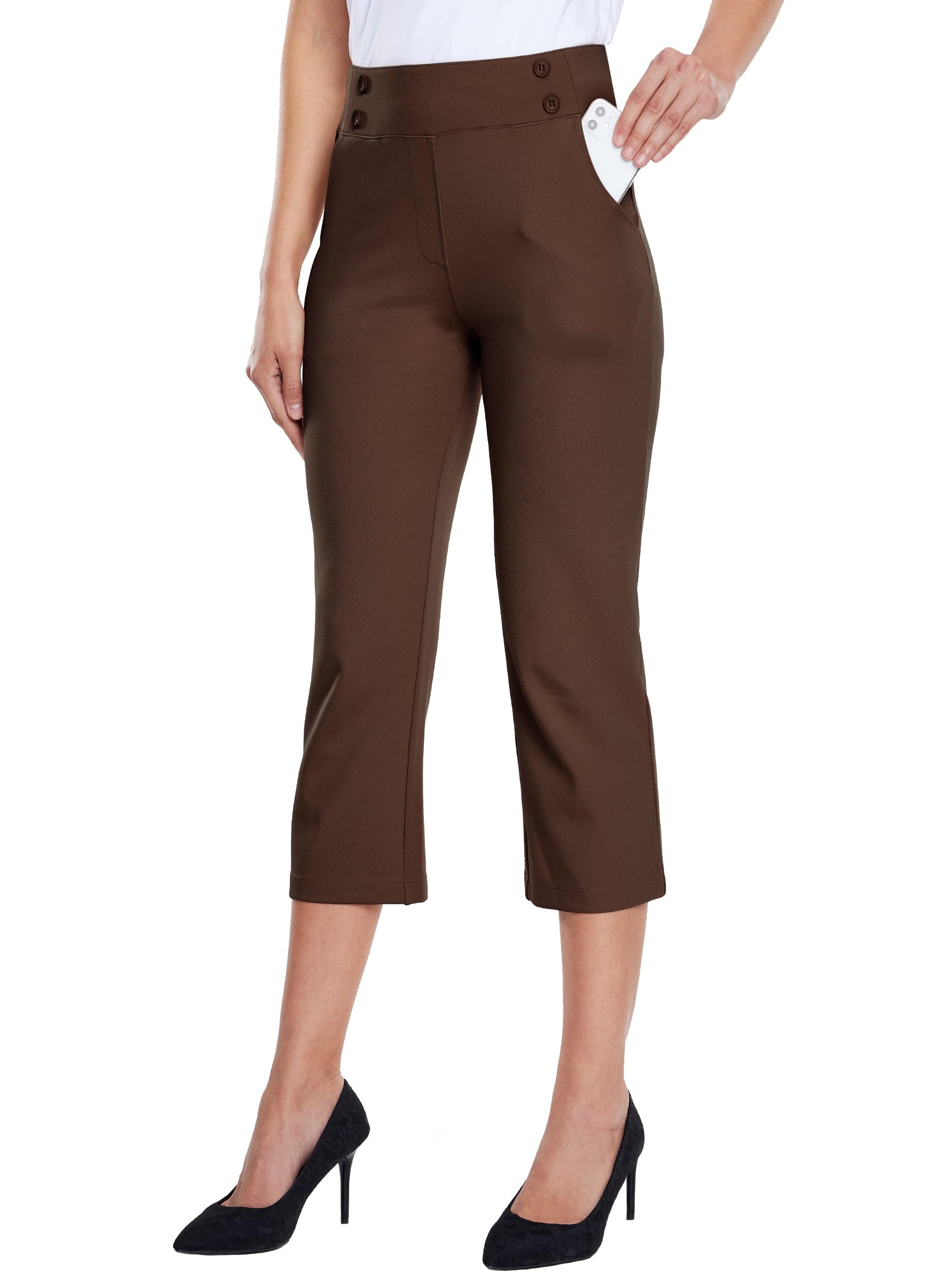 Willit Womens Capri Pants Yoga Work Casual Straight Leg Office Trousers 21"