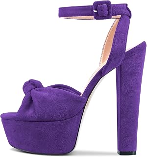 Castamere Women's High Chunky Wide Platform Heel Open Toe Strap Ankle Knot Bow Sandals
