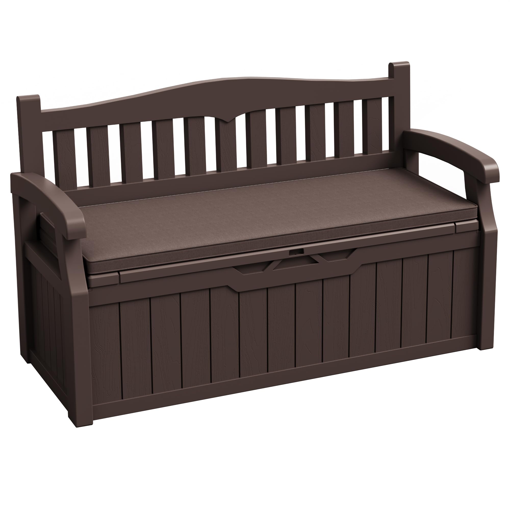 JUMMICO 80 Gallon Resin Outdoor Storage Bench with Cushion, Waterproof | Large D