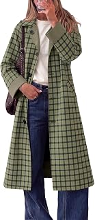 Tankaneo Women Long Coat Single Breasted Windproof Overcoat