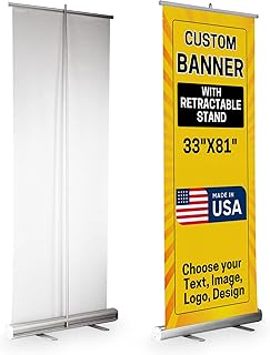 DreamController Custom Retractable Banner 33x81 | Personalized Roll Up Banner, Pull Up Banner, Pop Up Display Sign | Custom Banner with OPTIONAL ADD-ON Stand Hardware | Made in USA | HD Print