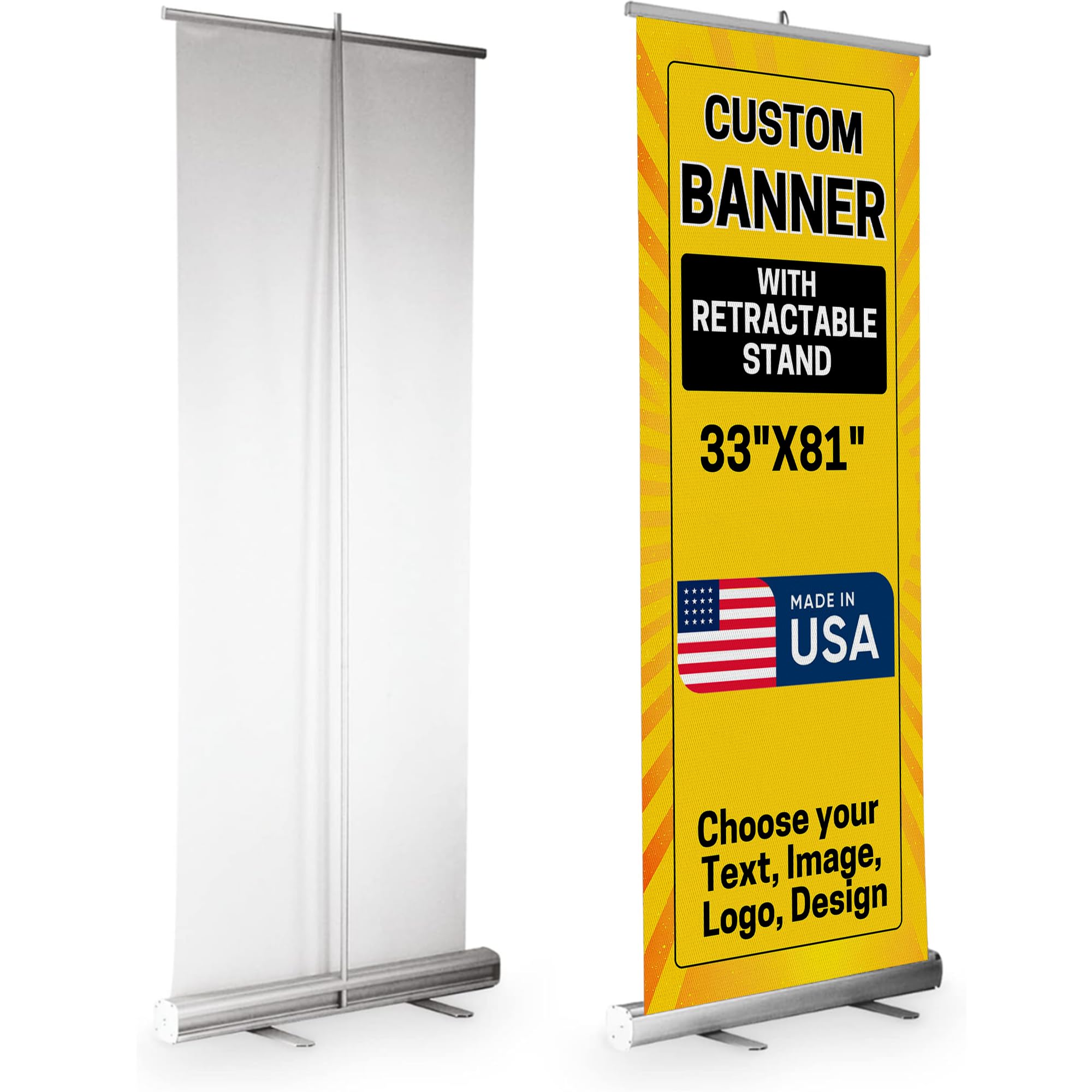 DreamController Custom Retractable Banner 33x81 | Personalized Roll Up Banner, P