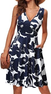 LIAMERHE Women's Dress V-Neck Chic and Elegant Sleeveless Short Long A-Line Casual Dress for Party Christmas Wedding