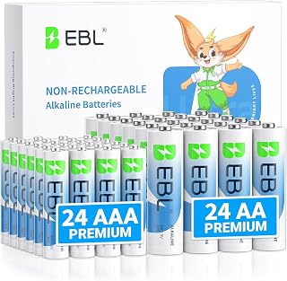 EBL AAA AA Batteries Alkaline 1.5V 48 Pack, Includes 24 AA and 24 AAA
