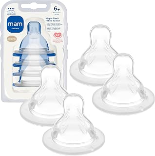 MAM Baby Bottle Anti-Colic Medium Flow Nipples, Fits All MAM Bottles, 4 Pk | Size 2, From 2+ Months, Skin Soft BPA Free Silicone, 94% Nipple Acceptance, Developed With Medical Experts, Made In Europe