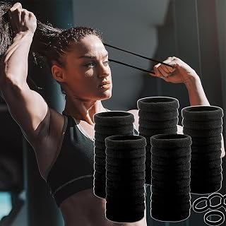 50 Pieces Large Hair Elastics for Thick Curly No Damage Soft Stretchy Fabric Seamless Ponytail Holder for Women Perfect for Bun and Braiding (1.6 inch)