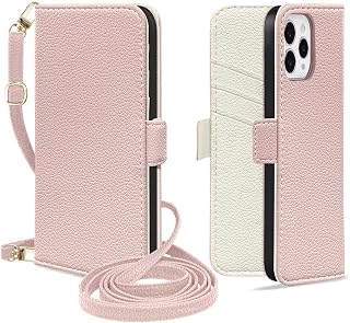 MAGICASE for iPhone 12 Case, Book Style iPhone 12 Pro Case, Shoulder Strap, Smartphone Case for iPhone 12, Stylish, Women, Shoulder Carry, Mobile Phone Case for iPhone 12, Wallet Style, Magnetic, Card