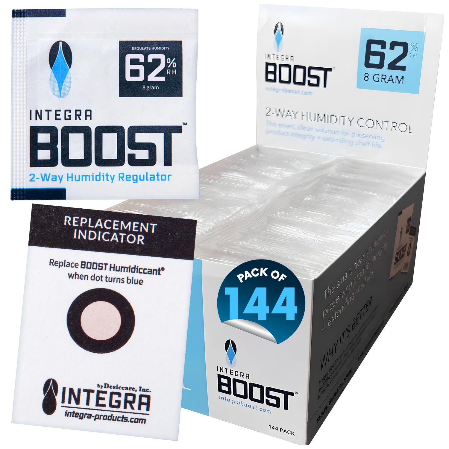 Integra Boost 62% RH 2-Way Humidity Control Pack, 8g, Pack of 144