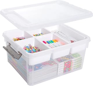 Citylife 16L Craft Storage Organizer and Bins with Removable Tray | Clear Plastic Storage Box with Lids for Beads, Sewing Tools, Lego Storage, and Art Supplies.