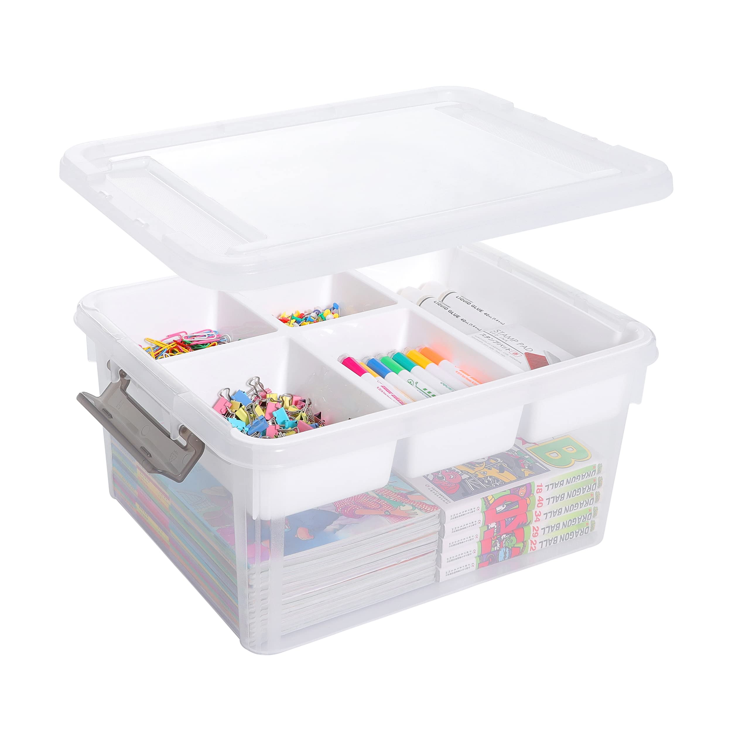 Citylife 16L Craft Storage Organizer and Bins with Removable Tray | Clear Plasti