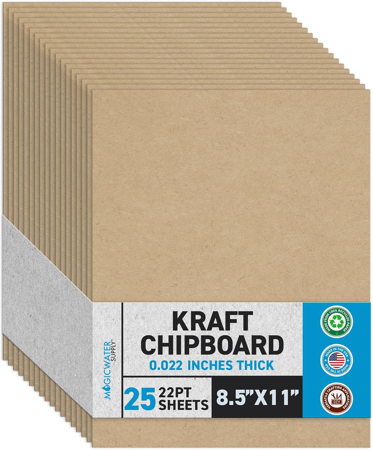 MagicWater Chipboard Sheet - 8.5x11 inch - 22 pt - 0.022" Thick - 25 Pack |