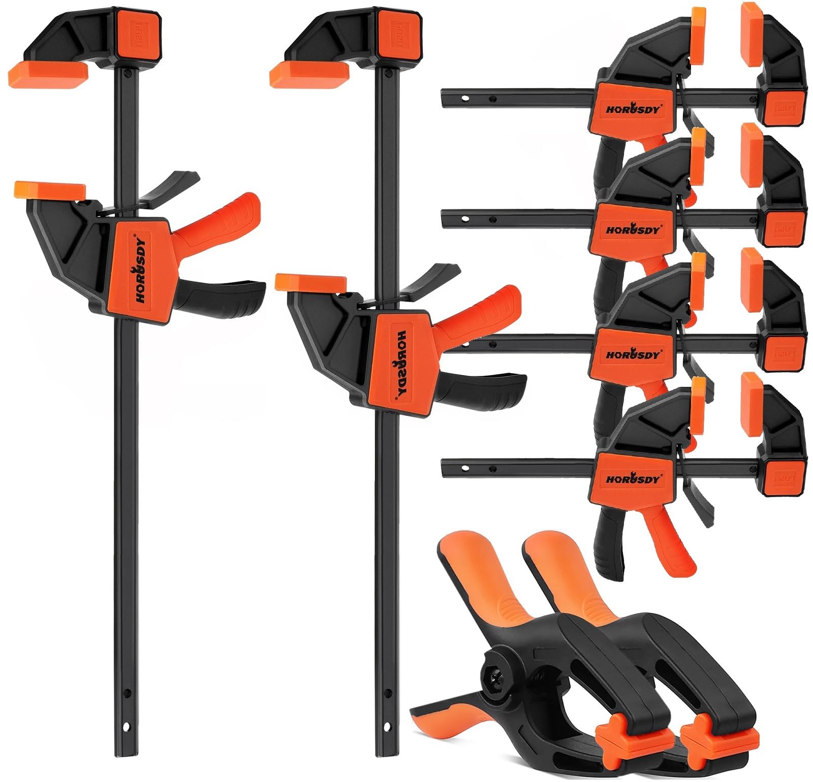HORUSDY 8-Pack Bar Clamps for Woodworking, 12" and 6" Bar Clamps, Wood Working C